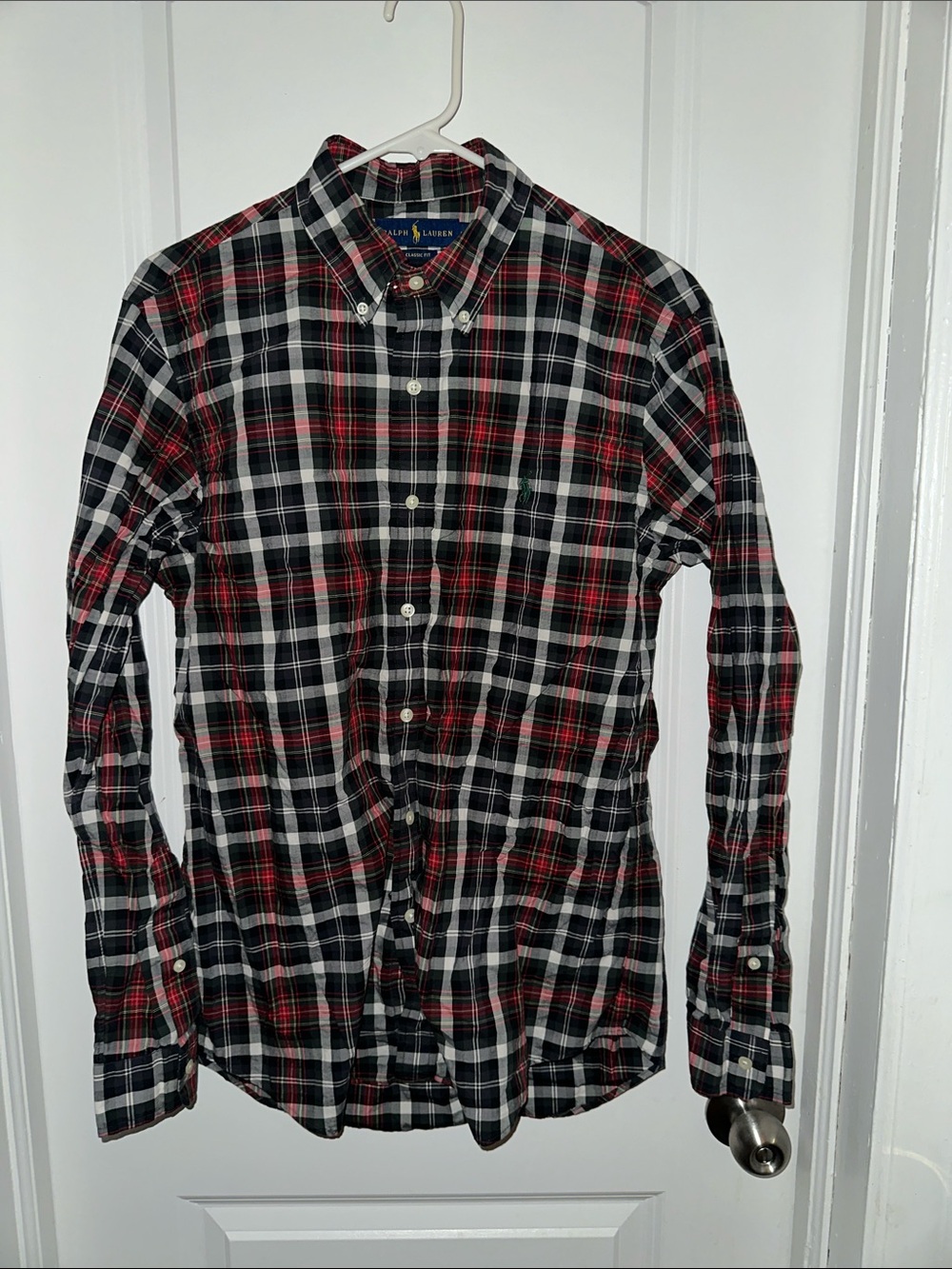 Ralph Lauren Men’s Plaid Button-Down Shirt - Black, Red & White